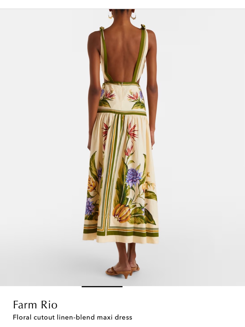 FARM Rio Cream Maxi Dress with Green Trim and Floral Print - Picture 4 of 7